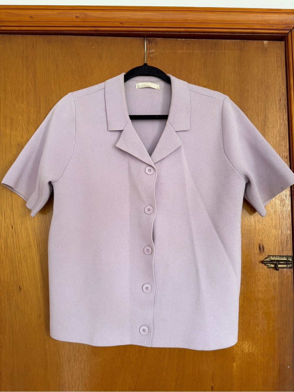 Oak + Fort lavender knit button-up